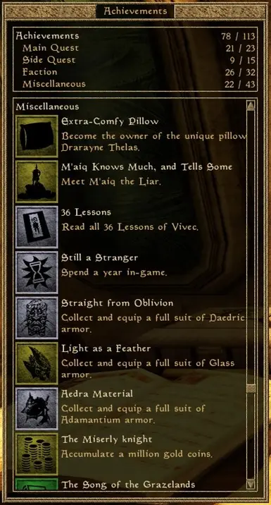Achievement pack for Morrowind