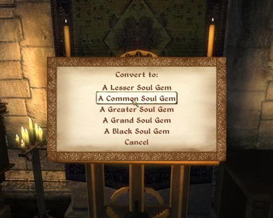 The altar converts to soul gems of any type