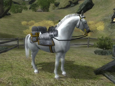 White Horse with Silver-gold Saddlebag