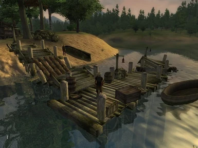 Waterfront slum residential place - wooden docks