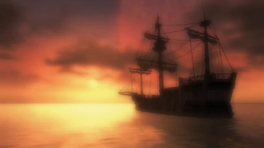 Ship sailing into the Sunset