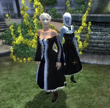 Vilja and Neeshka in Retmas bare shoulder dresses
