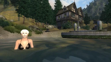 Vilja going for a swim in Lakeside
