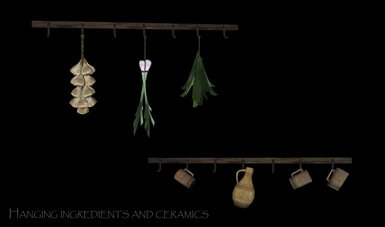 hanging ingredients and ceramic