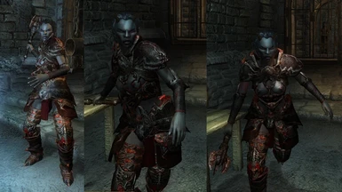 Female Dremora - Screenshot shows Hi-Rez female dremora skins HGEC BBB FLYs daedra armor