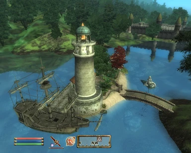 Topol Island Lighthouse and Ship