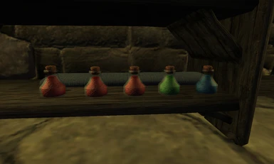 Red, Green, & Blue Potion Bottles