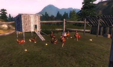 Chickens with Chicken Den from Useful Farm Animals