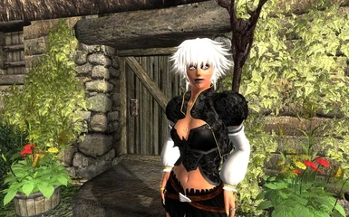 Snowceress in front of Waterlily Cottage by Emma 36321 Wearing Velveteen Bodice 25375 and Elwing Outfit by Ozmo 22330