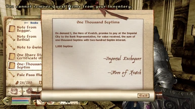 One-thousand Septim promissory note
