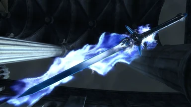 blue flaming sword