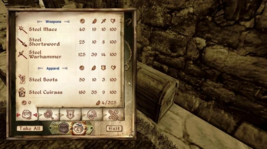 Jauffre's chest from the perspective of a Nord knight. Note that the screenshot does not show the entire chest's contents.