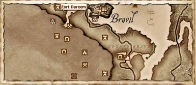 Bravil locations - Fort Dareem & across border 