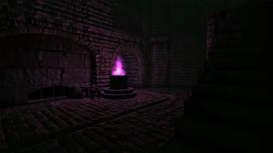 A magical fire burns in the Arcane University sewers.