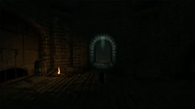 A lone fire burns in the Leyawiin sewers.