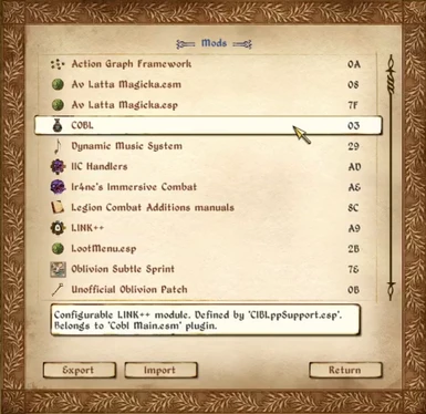 LINK++ mods list menu