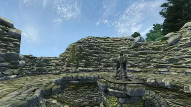 Inside the overgrown ruins.