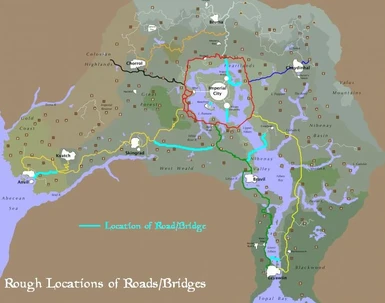 Rough Locations of Roads and Bridges