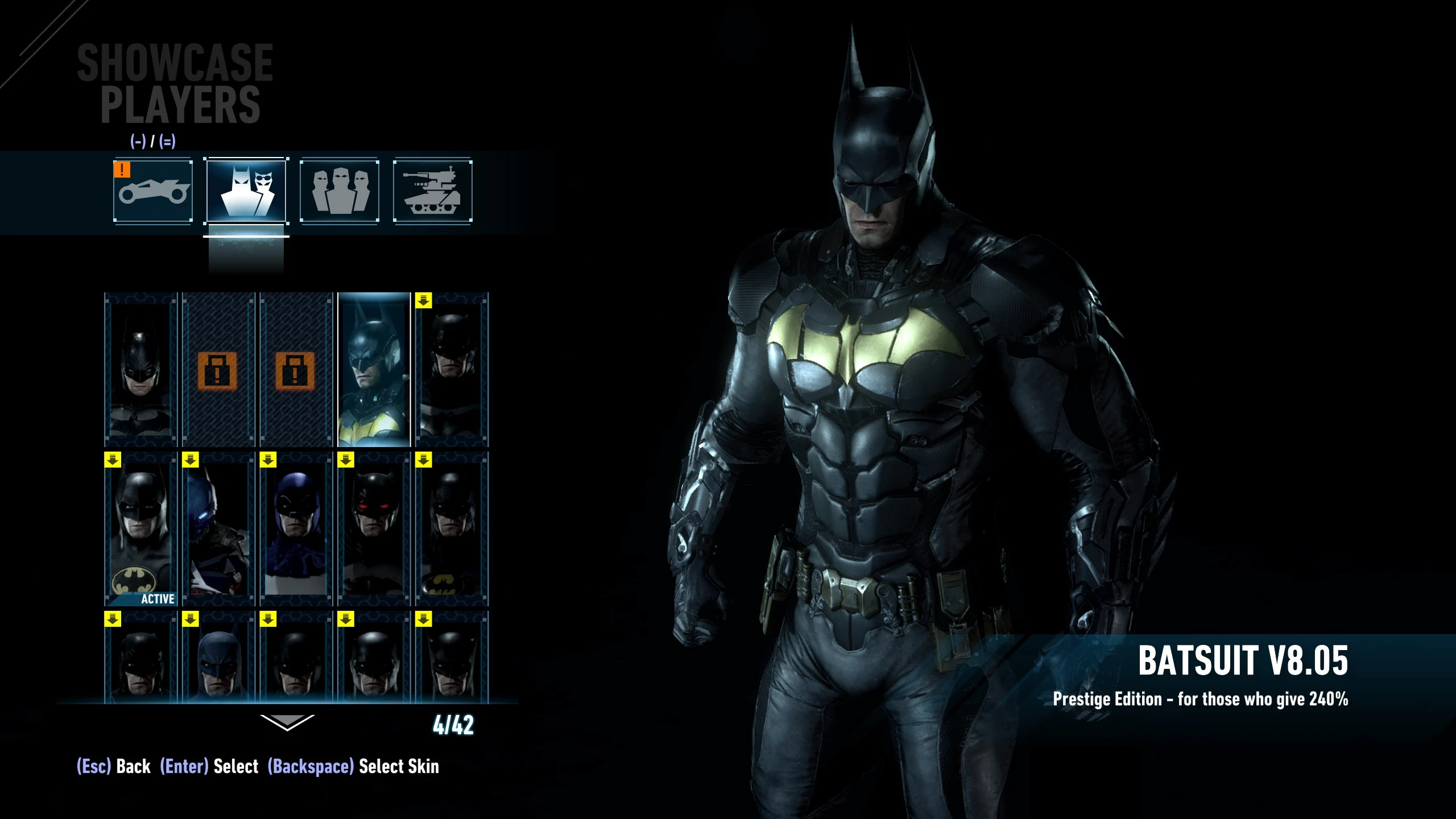 Prestige Suit At Start of Game at Batman: Arkham Knight Nexus - Mods