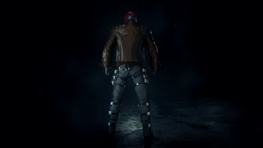 Brown jacket + mesh code 1 + a lot more red helmet