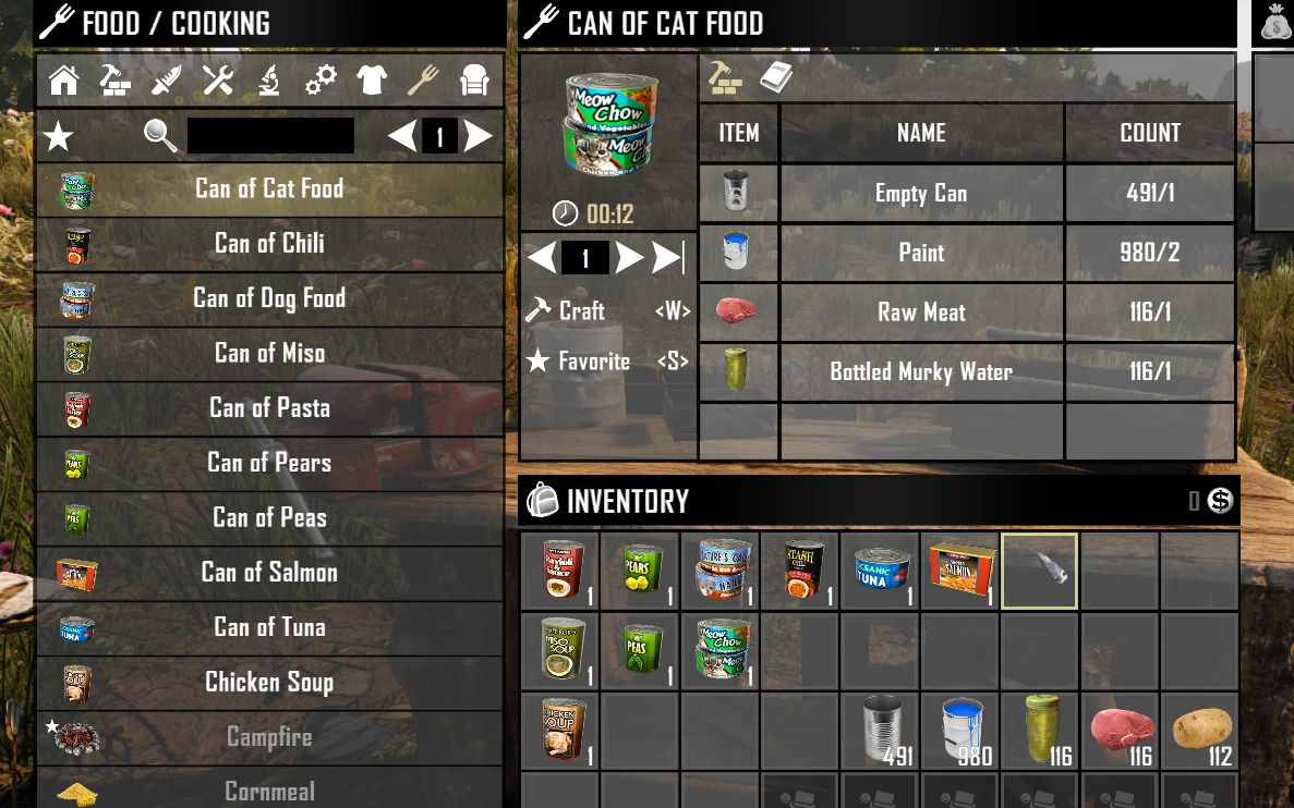 cozy grove craftable processed food