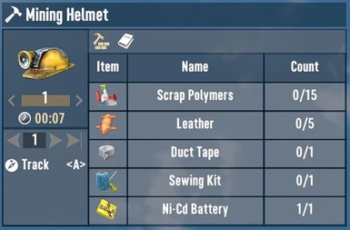Mining Helmet Recipe