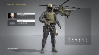 Equip MGS1 Snake on any character to put on the uniform