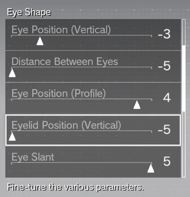 Eye settings