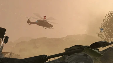 Patrol heli in sandstorm