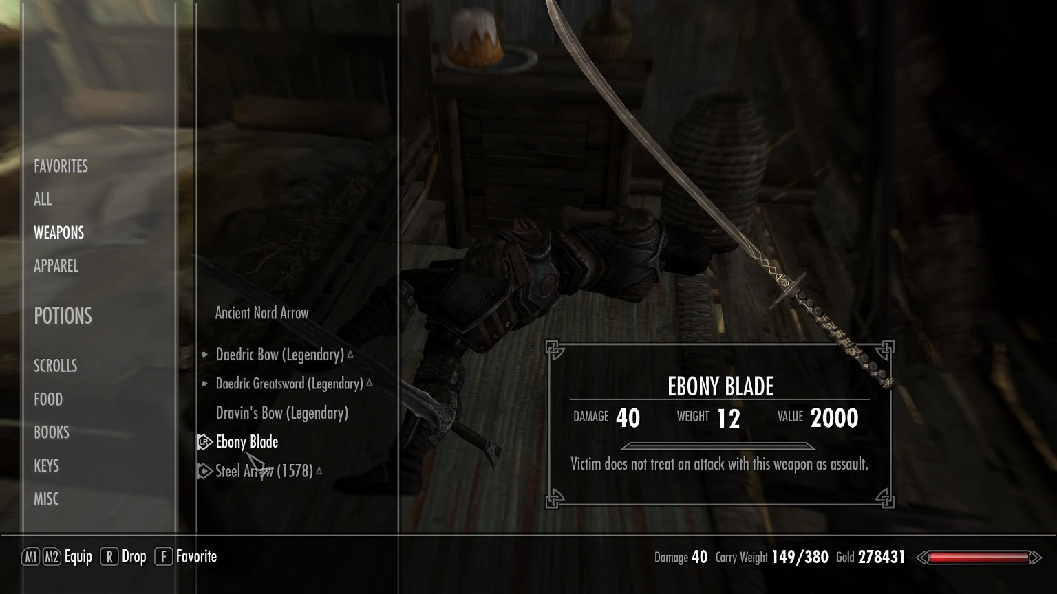 Ebony blade upgrade console command