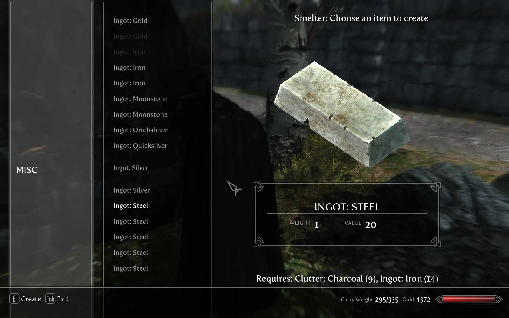 Iron and steel ingots (2 locations)solitude and riften. 