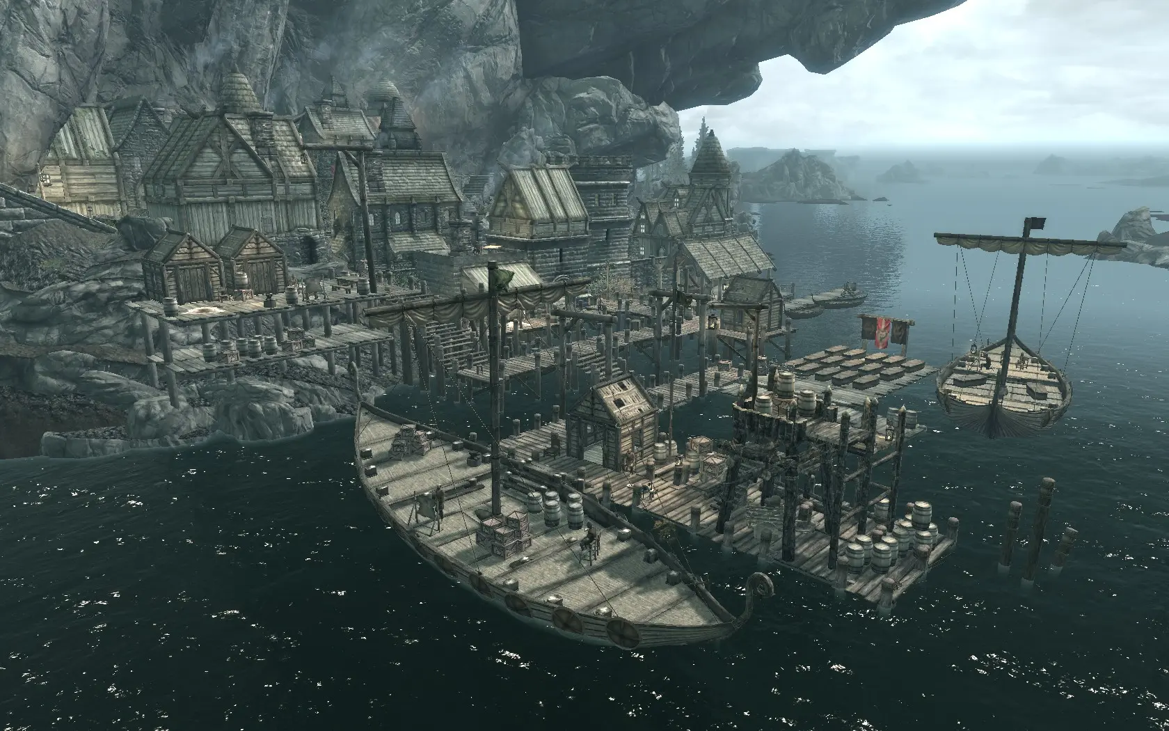 Империя порта. Скайрим Пристань Солитьюда. Доки Солитьюда скайрим. Skyrim Solitude Docks. Скайрим порт Солитьюда.