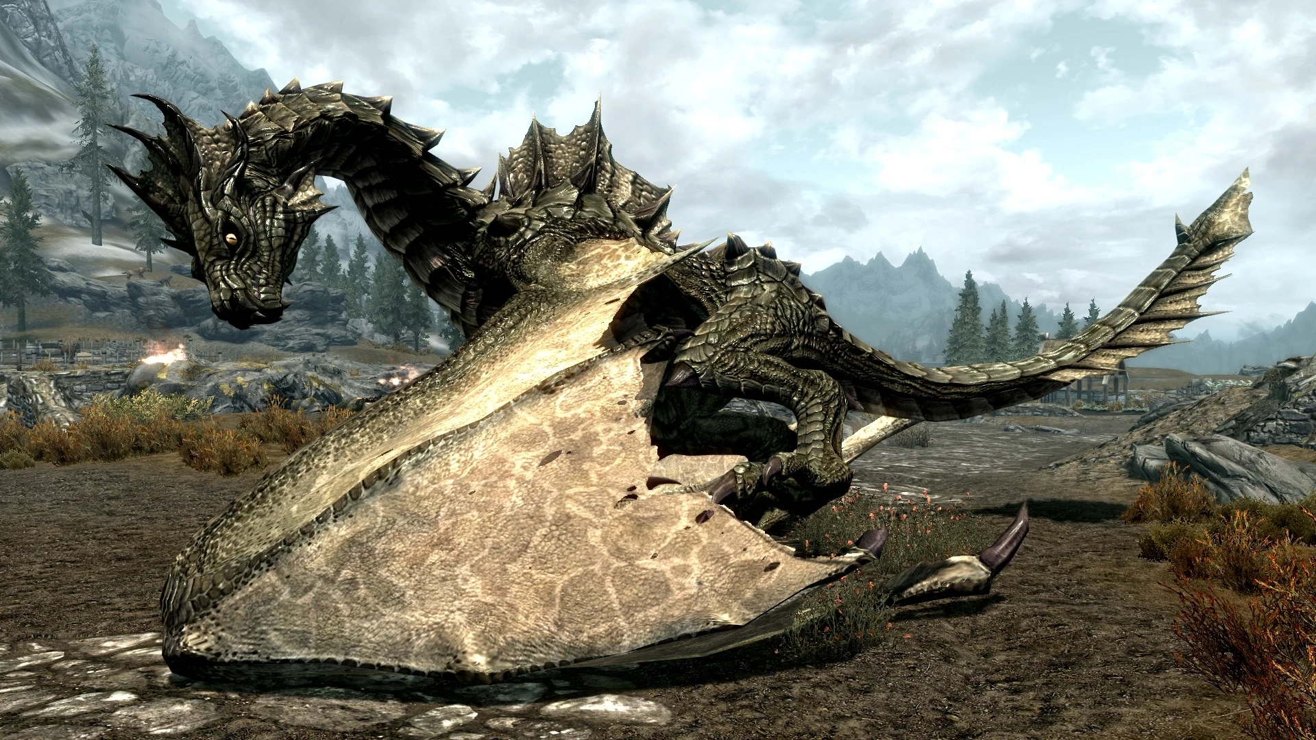 hd. #bellyaches. #skyrim. #replacer pack at. nexus mods. #dragon. 