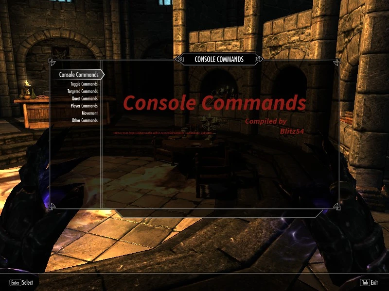 console command for skyrim