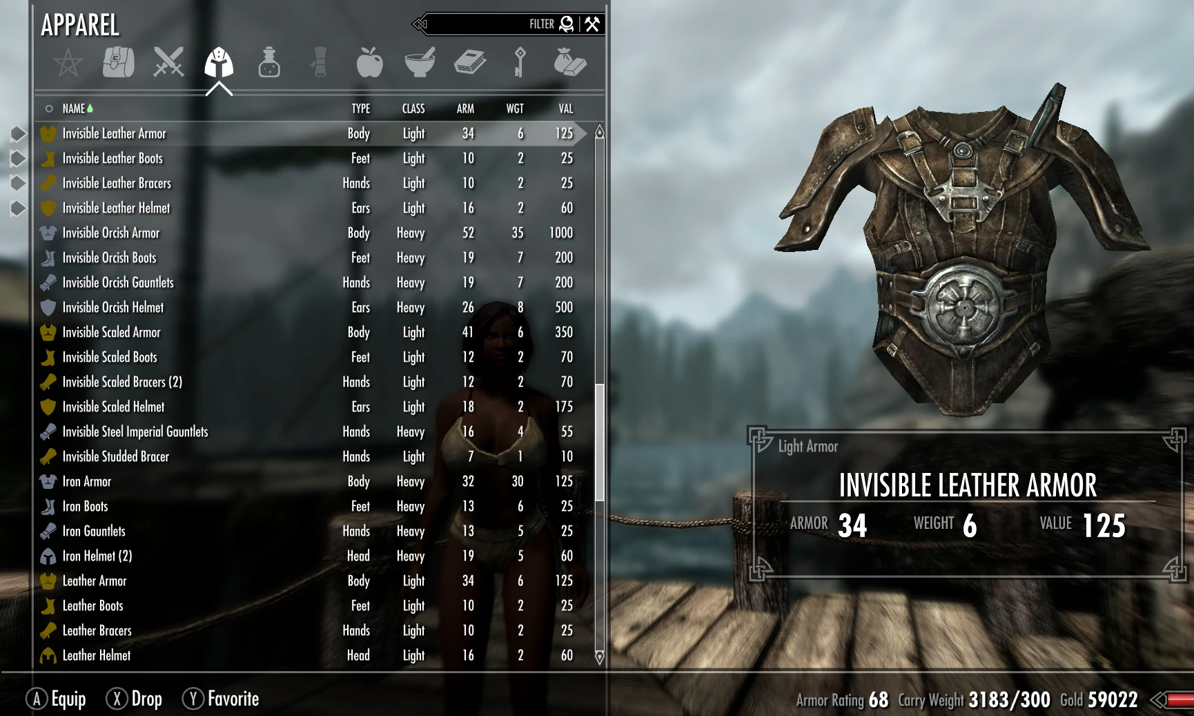 Skyrim Invisible Armor Mod