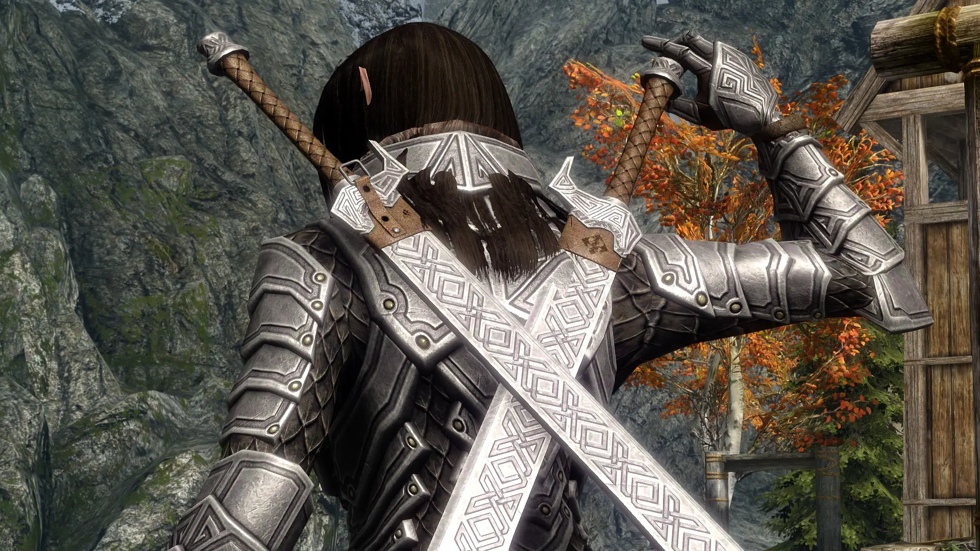 sword and shield on back skyrim special edition