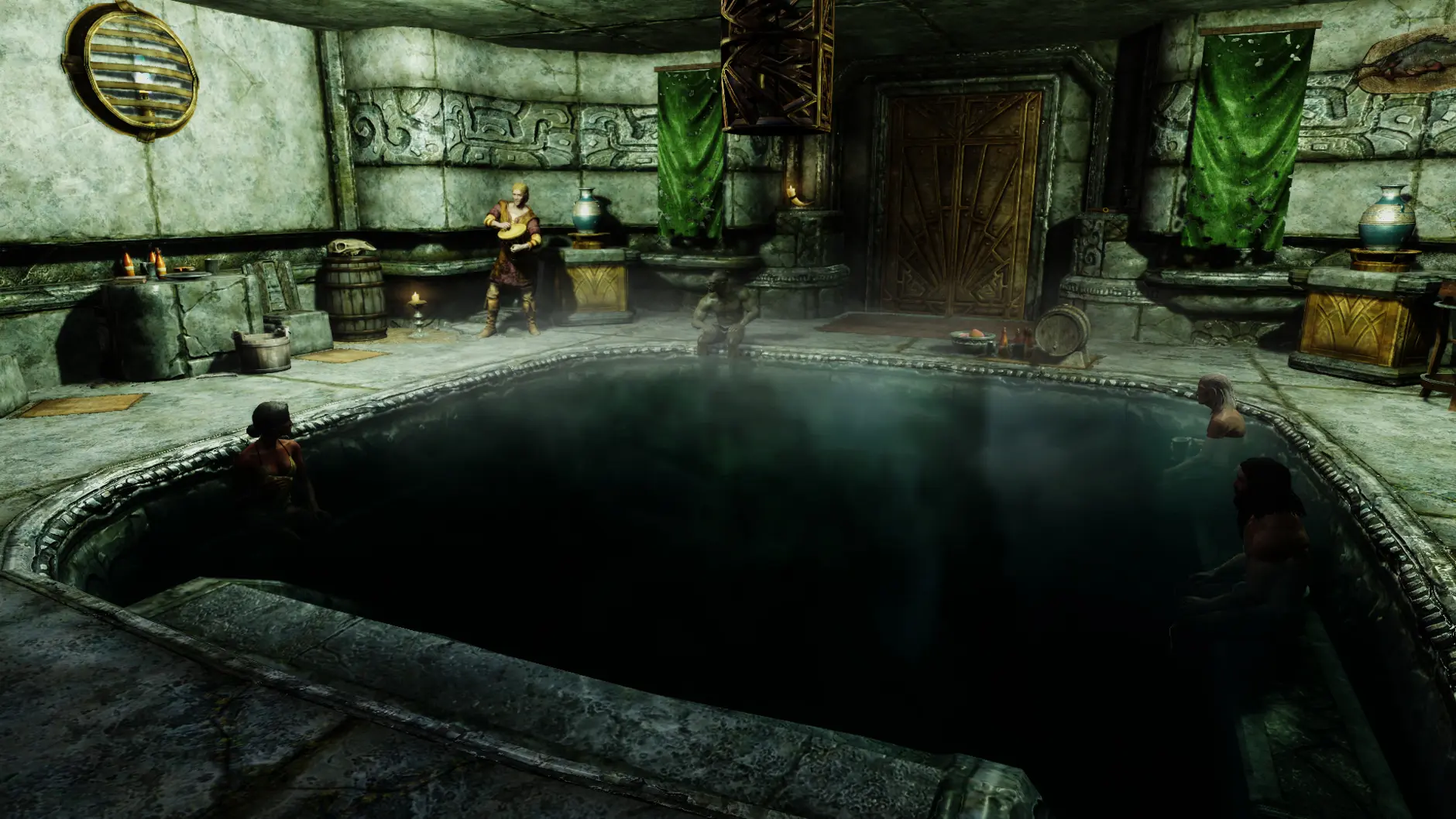 Bathing in skyrim. Скайрим купальни. Дом в Маркарте скайрим. Скайрим поместье с бассейном. Skyrim мод поместье с бассейном.