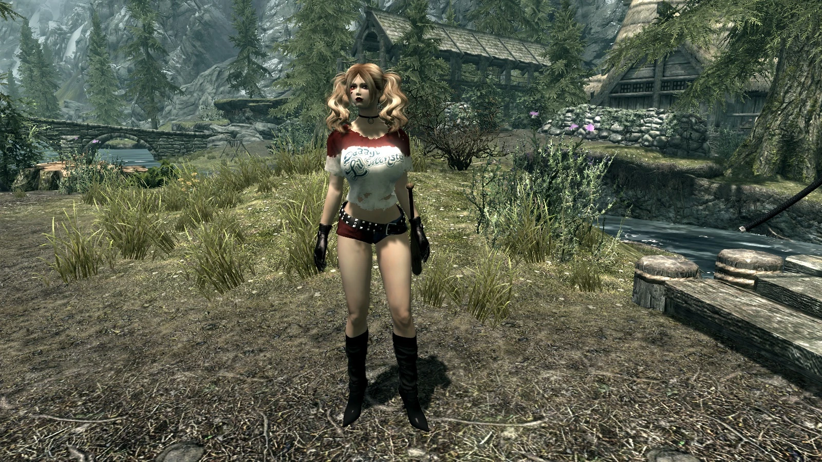 Bathing in skyrim. Скайрим моды se Harley Quinn. Harley Quinn Mod Skyrim. Харли Квинн Skyrim. Skyrim компаньон Ратина.