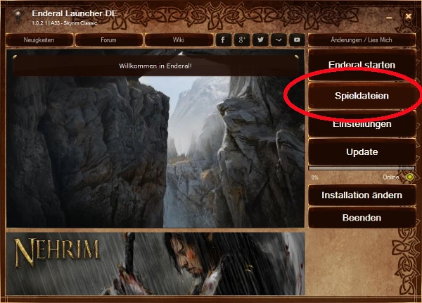 enderal launcher restarting application needed