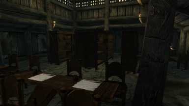 Some bookcases in the Town Hall