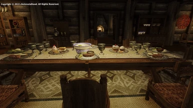 In my game - the Skyfall Estate main dining table - 2 plates of sweets