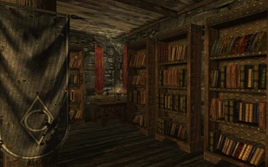 Filled bookshelves