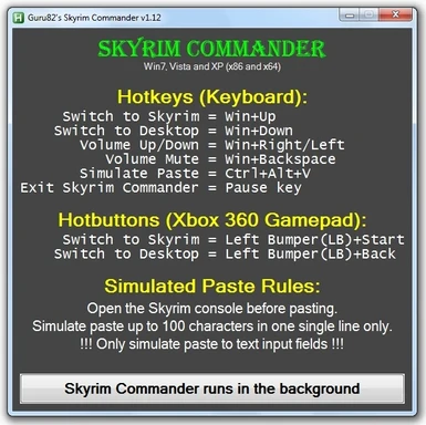 Guru82s Game Commander - Skyrim Commander