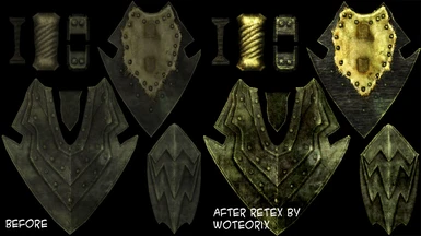 Textures of the shield before and after