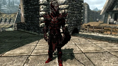 With the Blood Metal Daedric Armor helmet from McFly