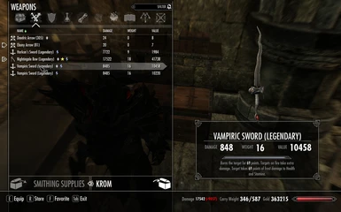 My Vampiric Swords after some smithing and enchanting