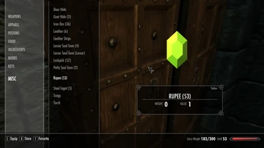 Green Rupee in inventory