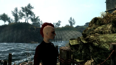 Nord with a red mohawk