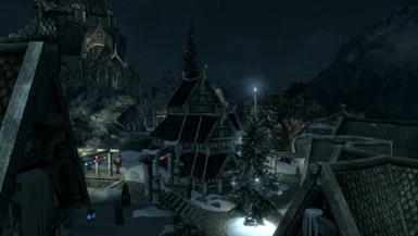 Christmas in Skyrim with Christmas Lanterns and Whiterun Christmas Overhaul Night