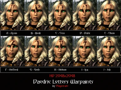 Daedric Letters Warpaint Females HD - A to J